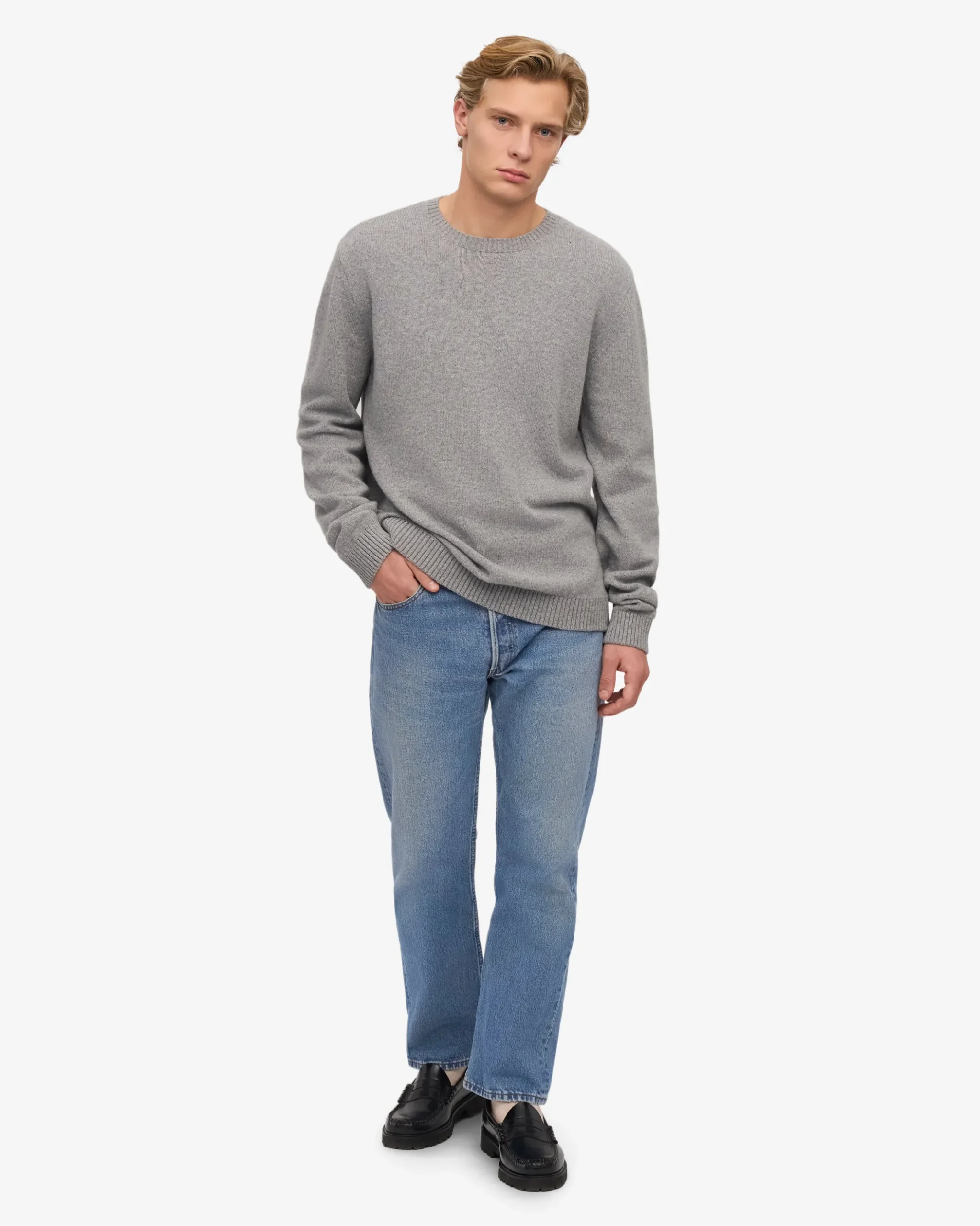 Classic Merino Wool Crew - Heather Grey