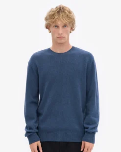 Classic Merino Wool Crew - Petrol Blue