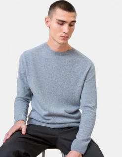 Light Merino Wool Crew - Polar Blue