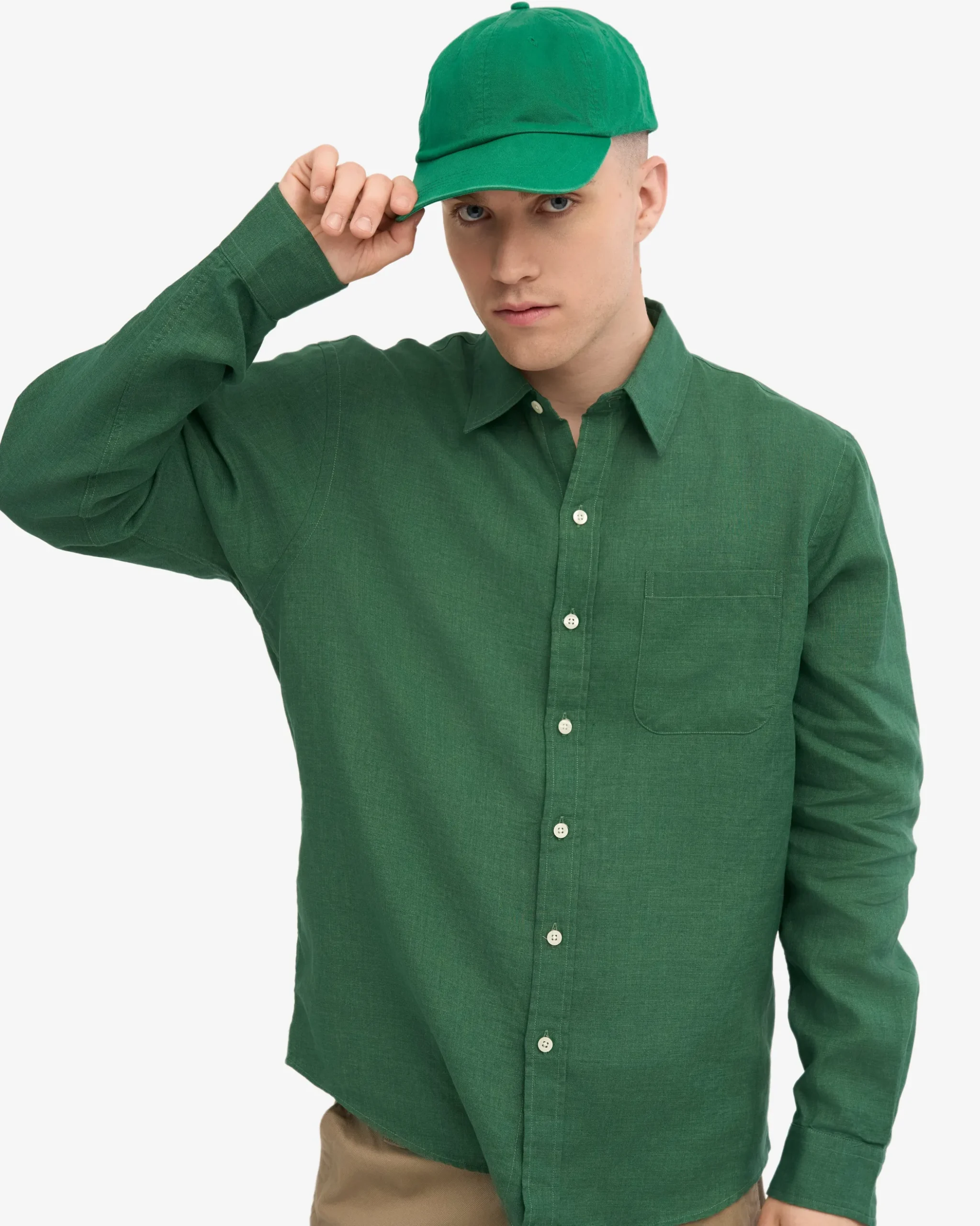 Linen Shirt - Emerald Green