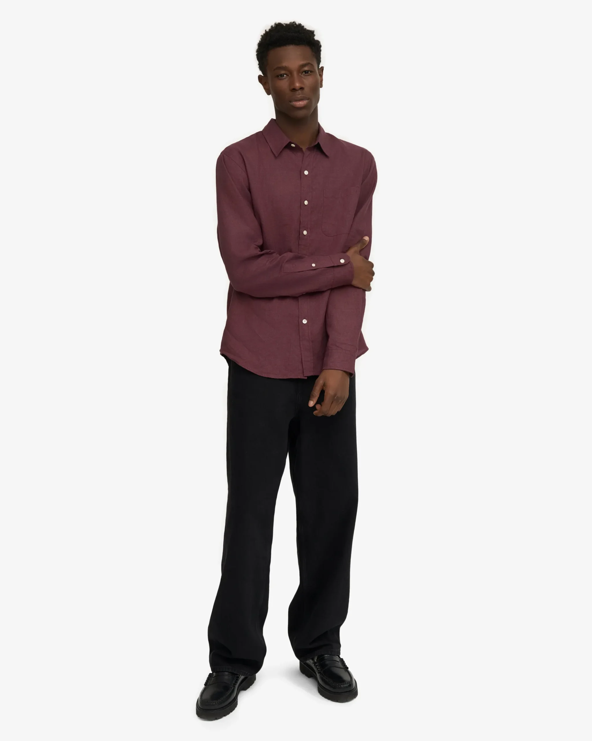 Linen Shirt - Oxblood Red
