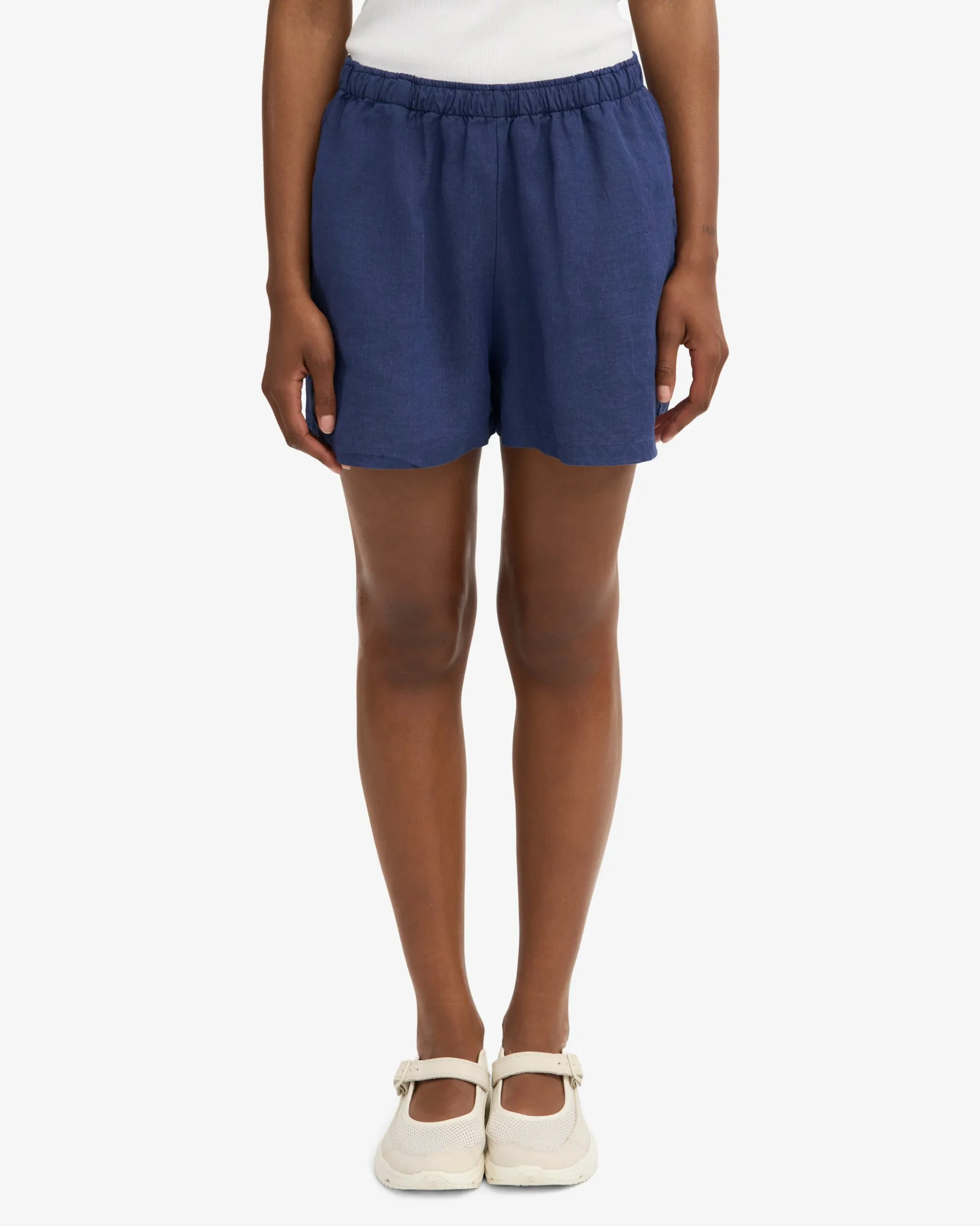 Linen Shorts - Navy Blue