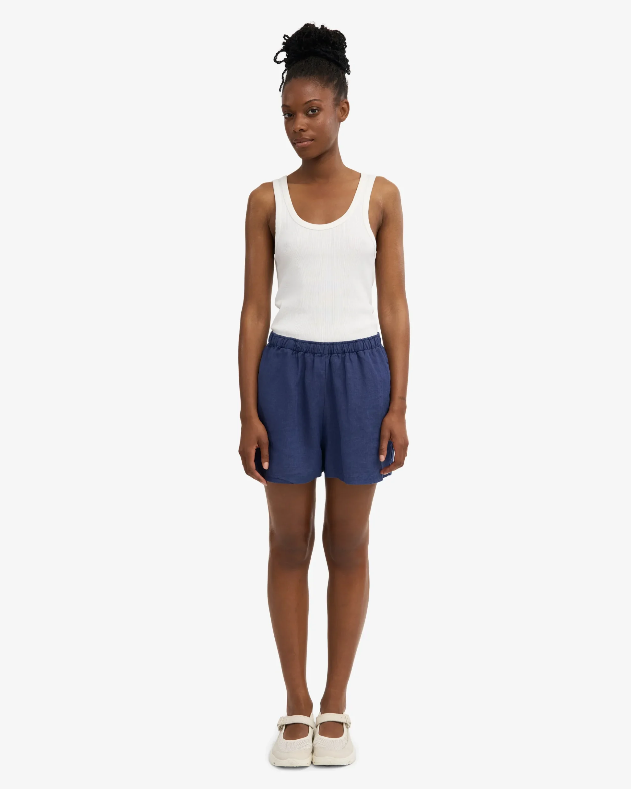 Linen Shorts - Navy Blue