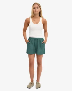 Linen Shorts - Ocean Green