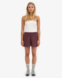 Linen Shorts - Oxblood Red