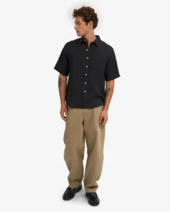 Linen SS Shirt - Deep Black