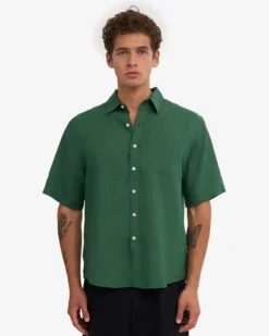 Linen SS Shirt - Emerald Green