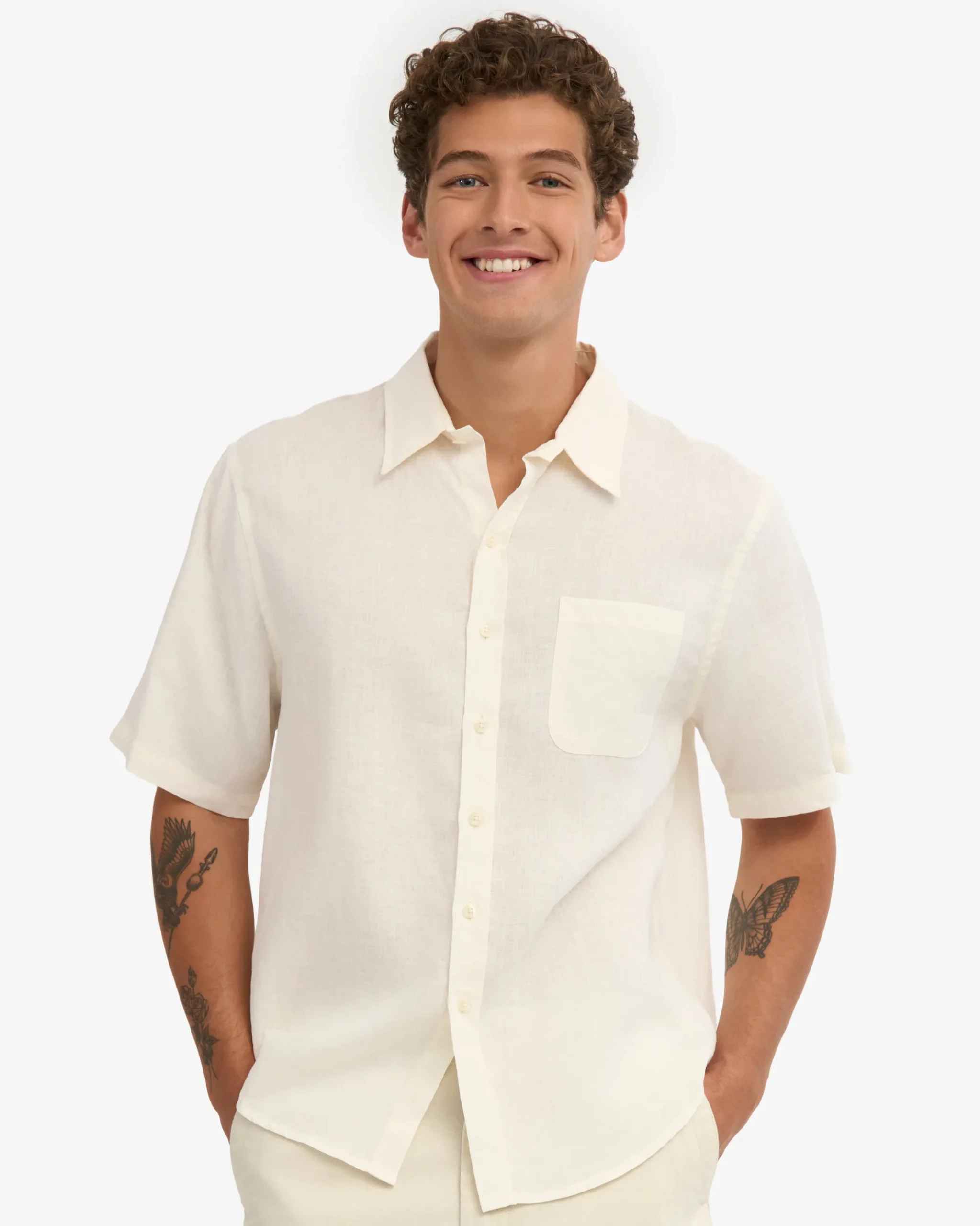 Linen SS Shirt - Ivory White