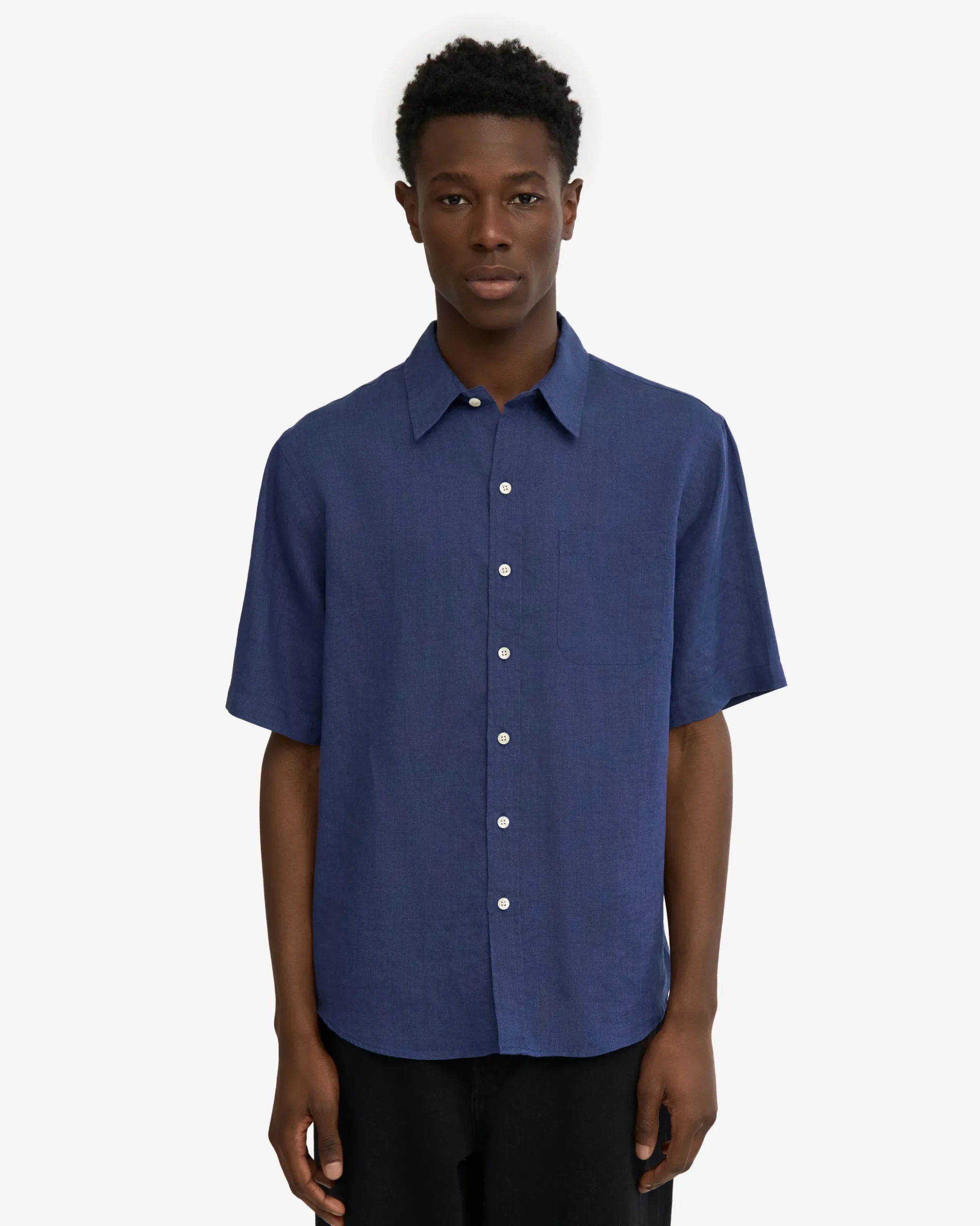 Linen SS Shirt - Marine Blue