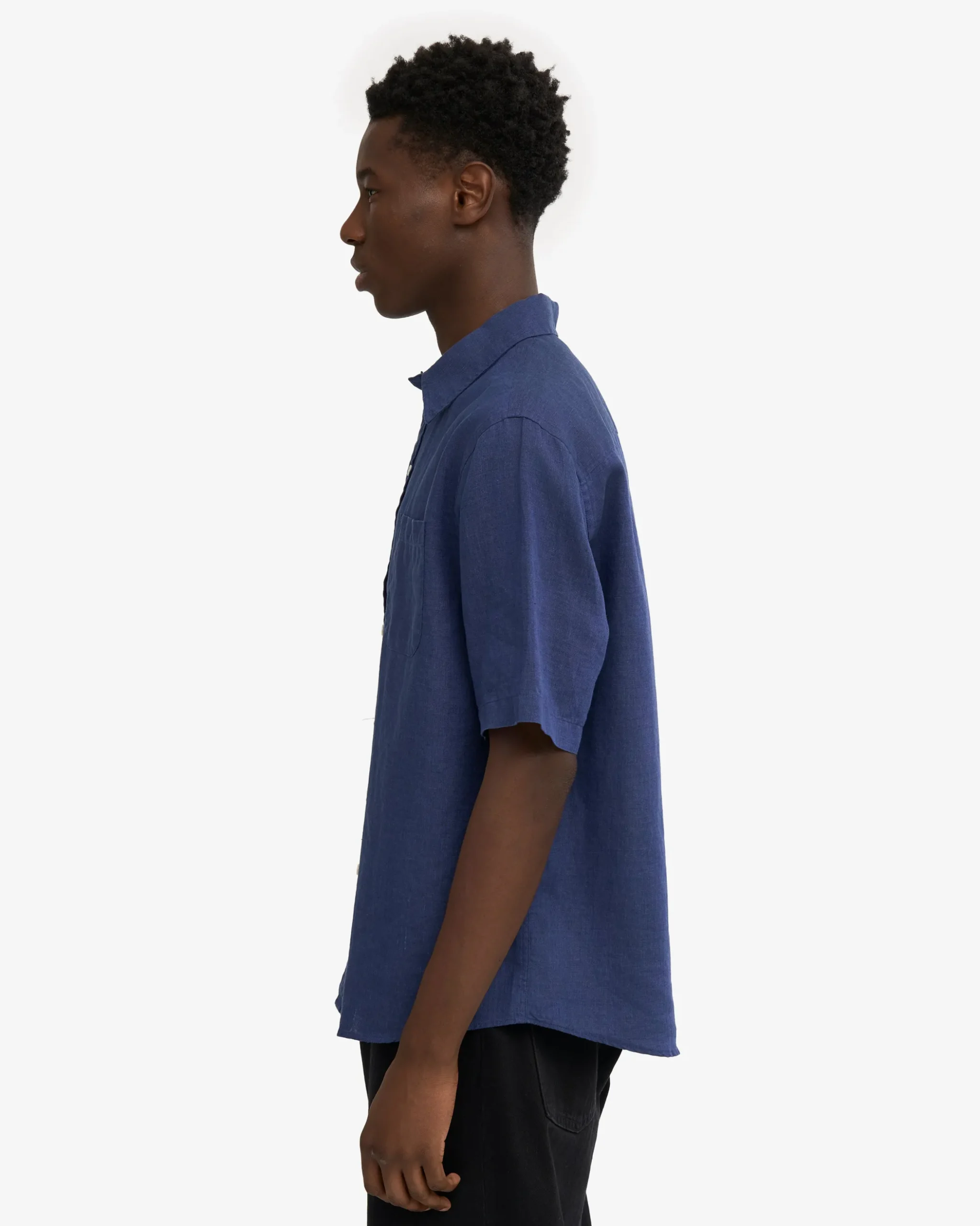 Linen SS Shirt - Marine Blue