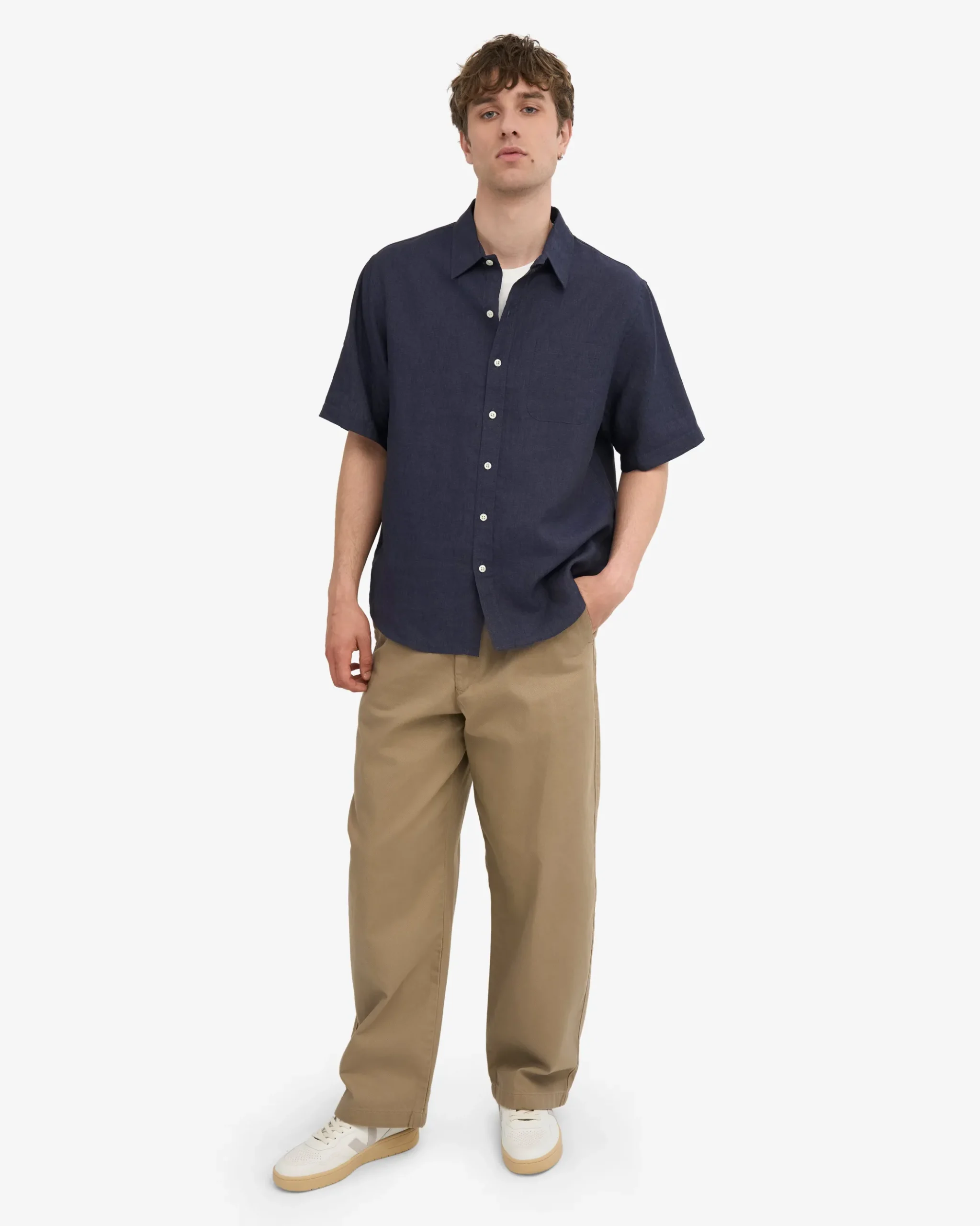 Linen SS Shirt - Navy Blue