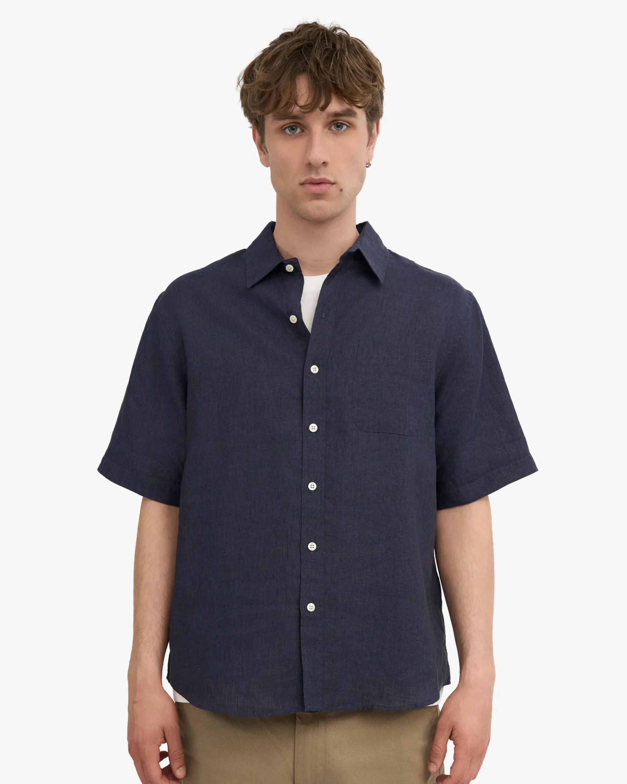 Linen SS Shirt - Navy Blue