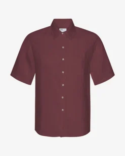 Linen SS Shirt - Oxblood Red