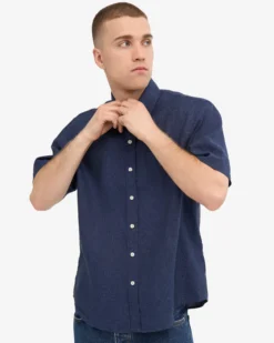 Linen SS Shirt - Petrol Blue