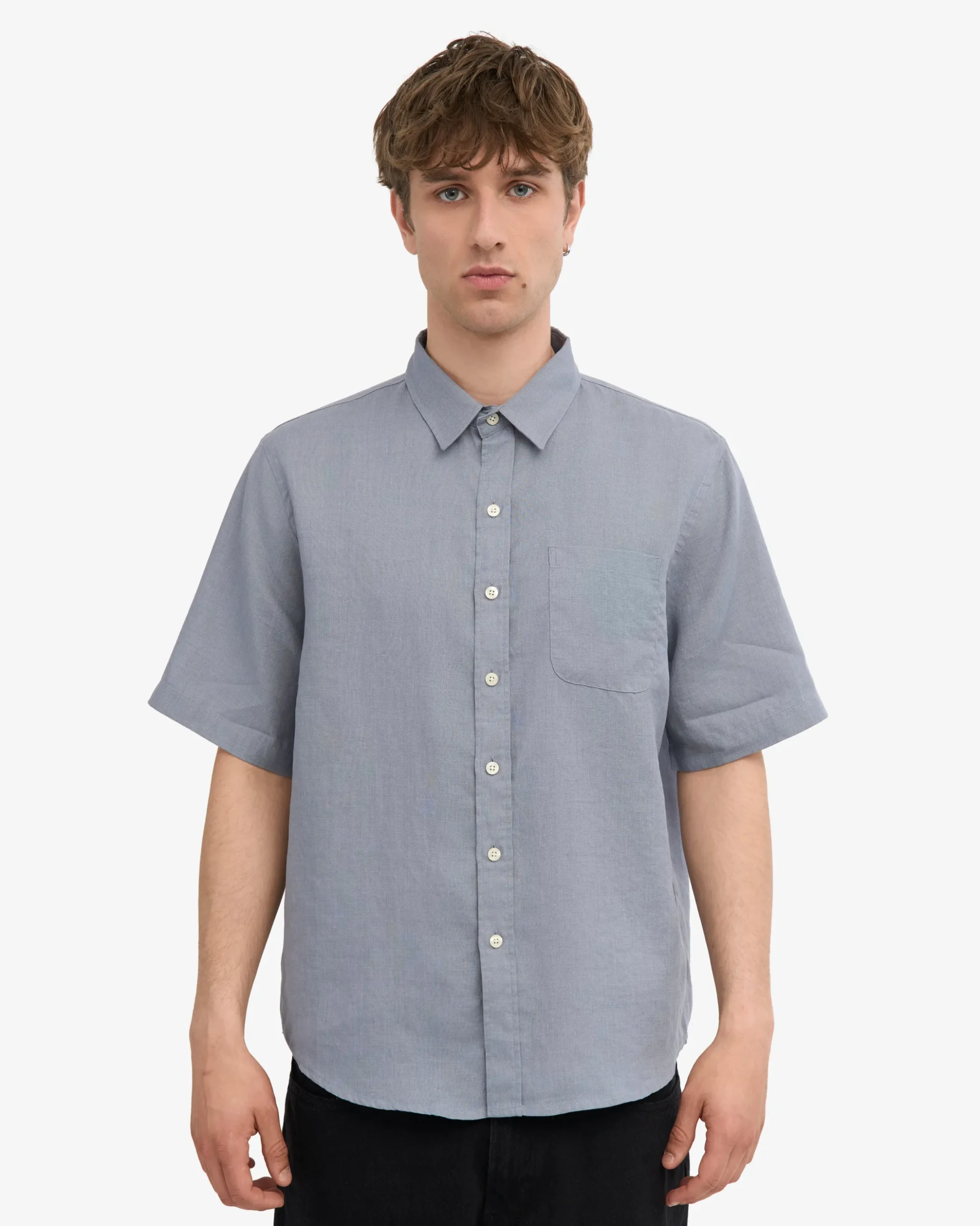 Linen SS Shirt - Steel Blue