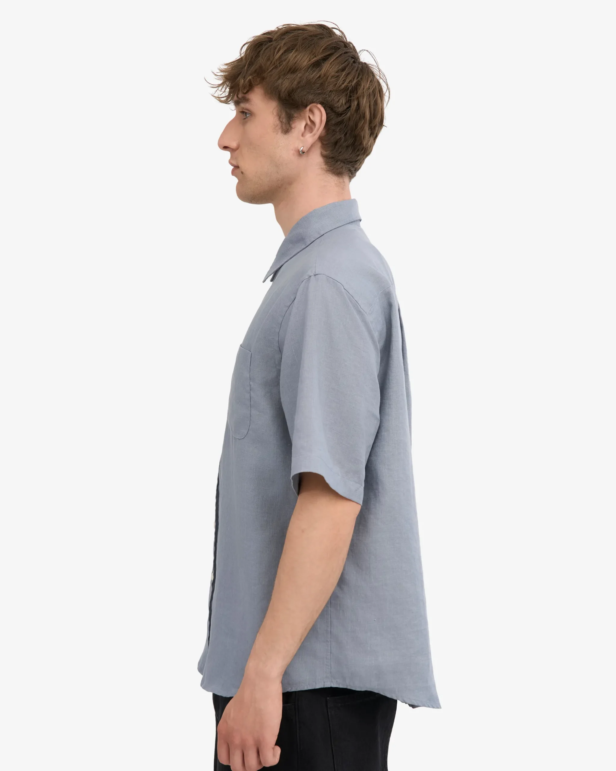 Linen SS Shirt - Steel Blue