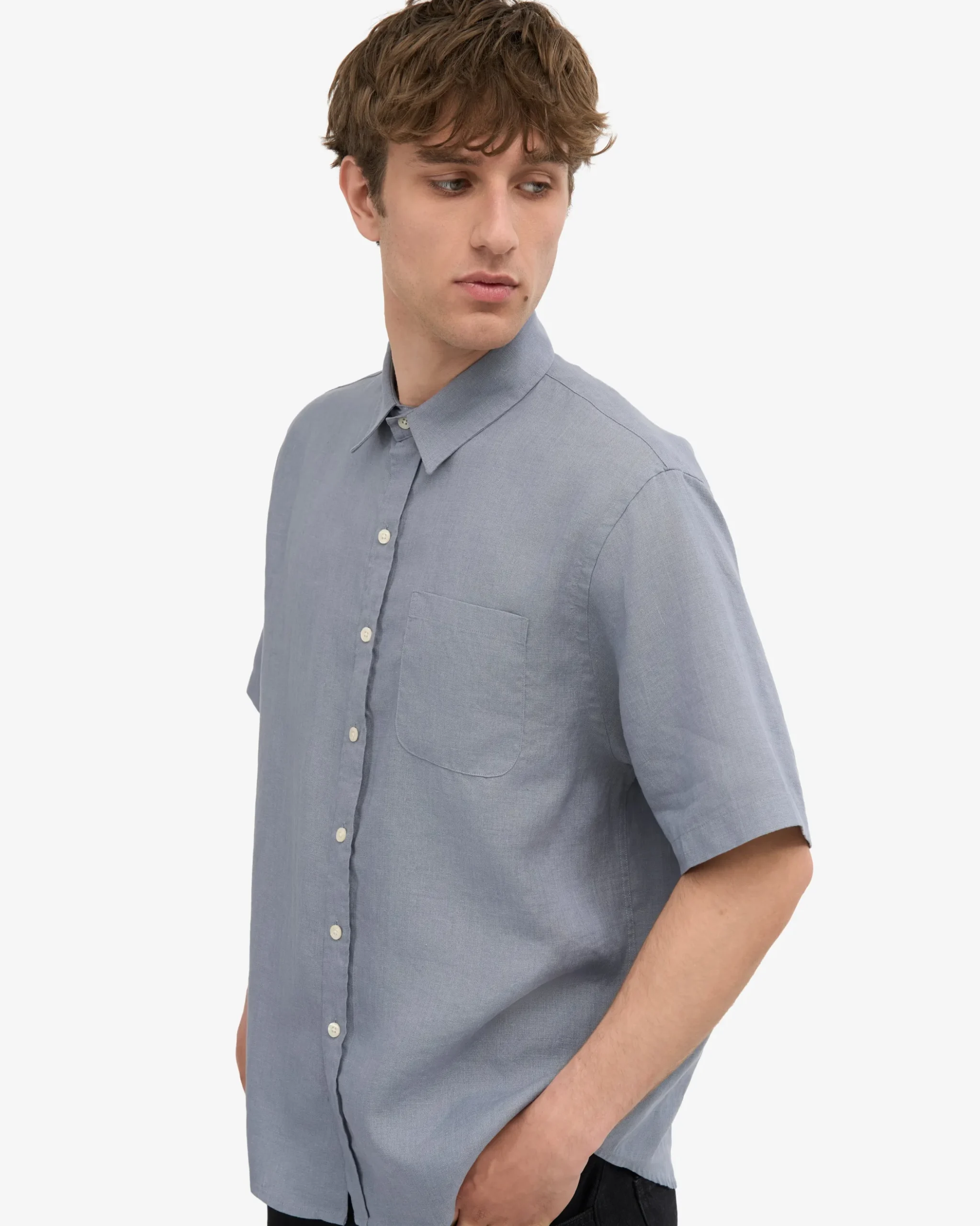 Linen SS Shirt - Steel Blue