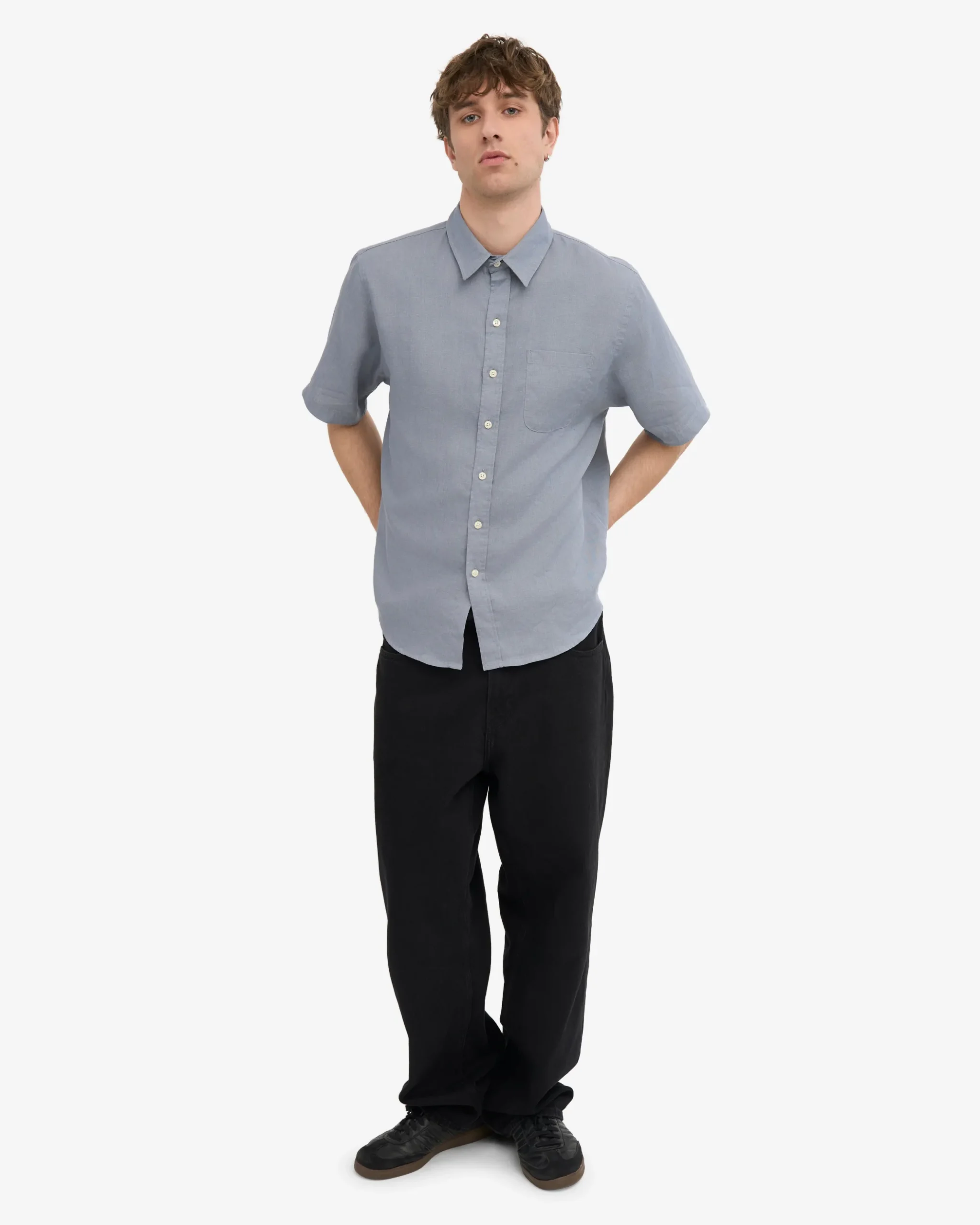 Linen SS Shirt - Steel Blue