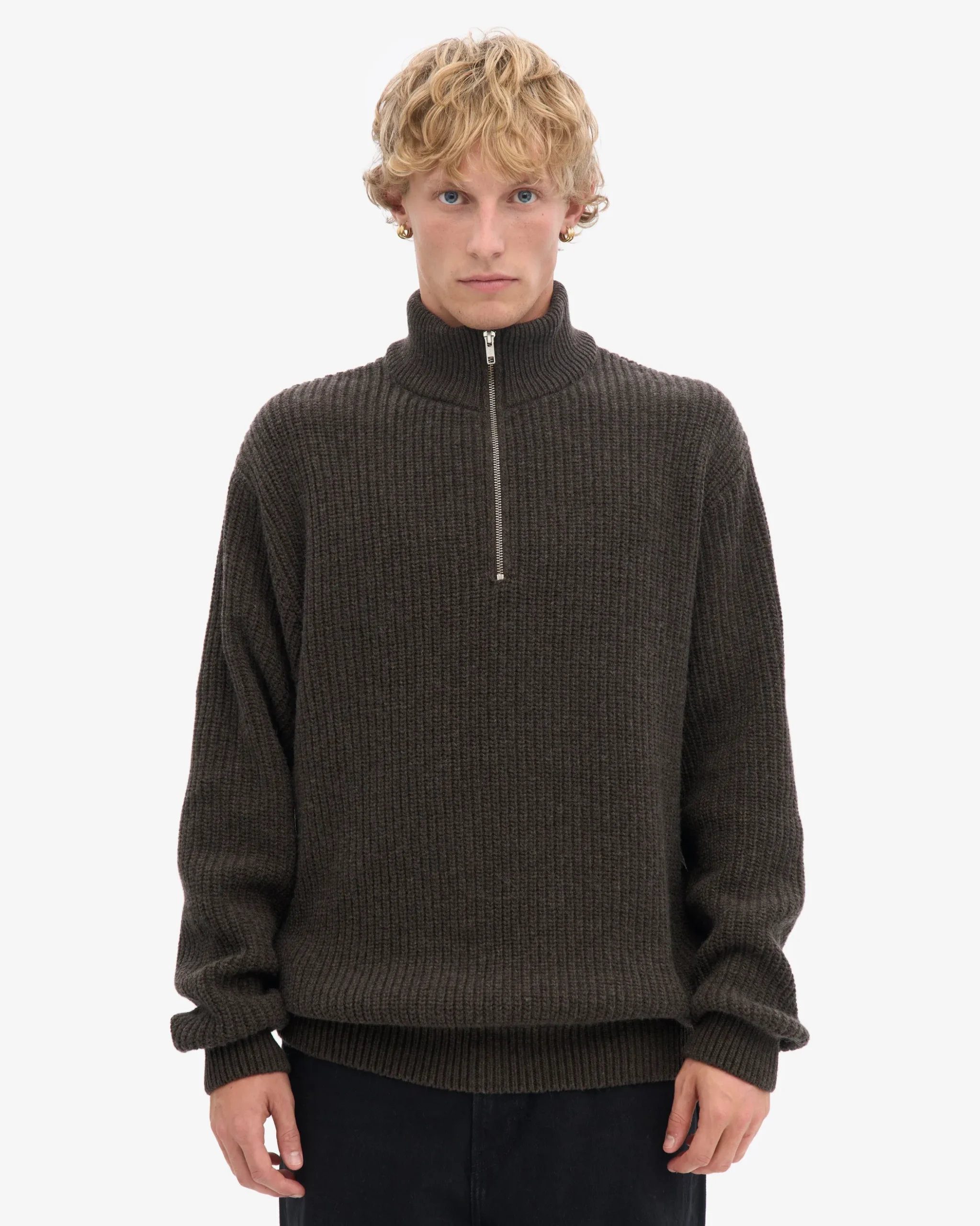Merino Quarter Zip - Coffee Brown