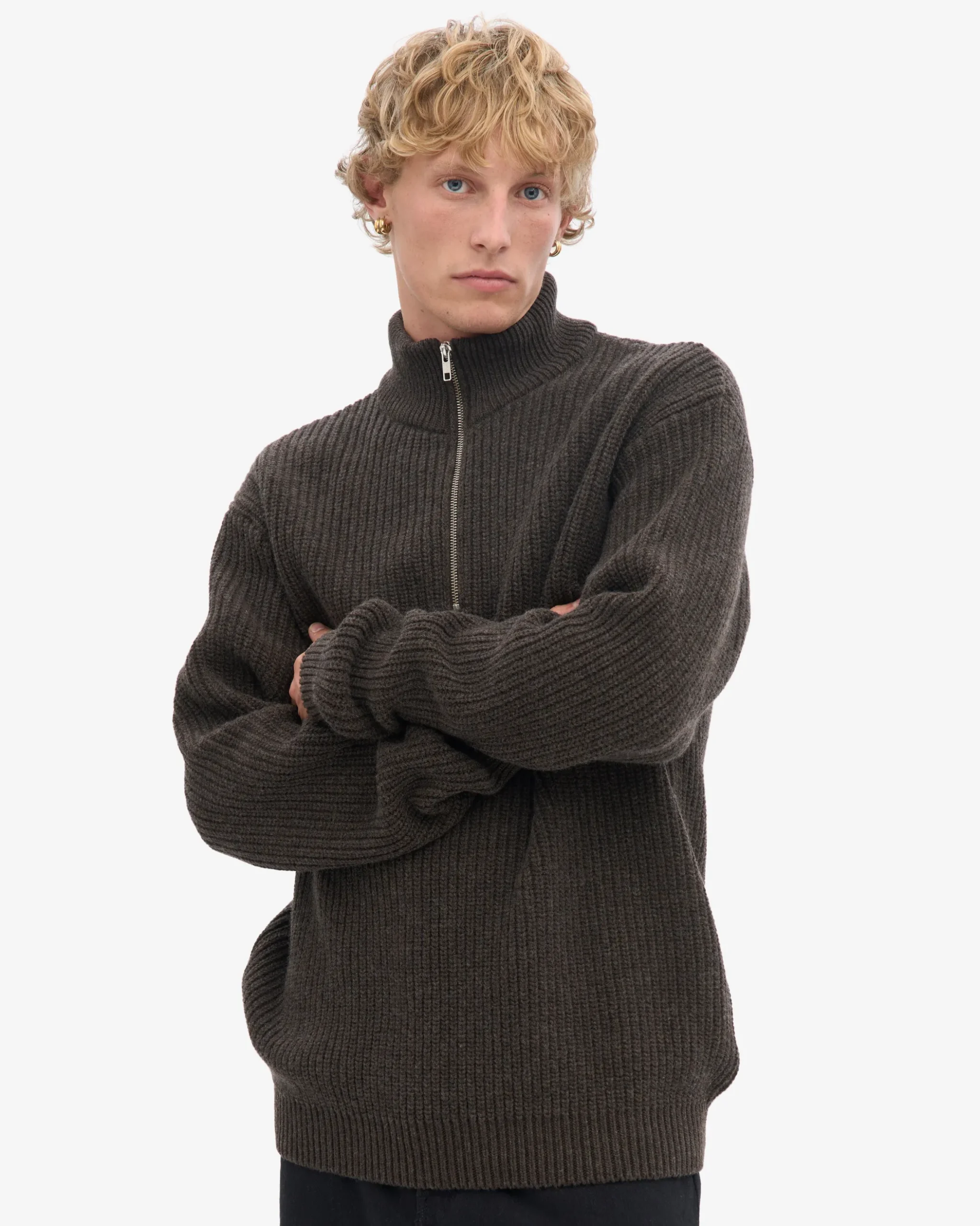 Merino Quarter Zip - Coffee Brown