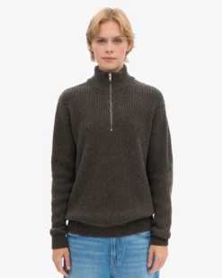 Merino Quarter Zip - Coffee Brown