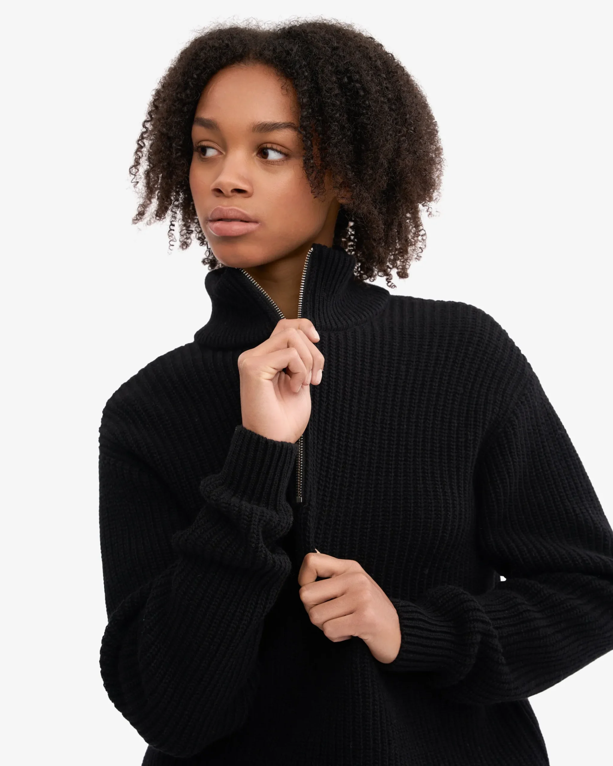 Merino Quarter Zip - Deep Black