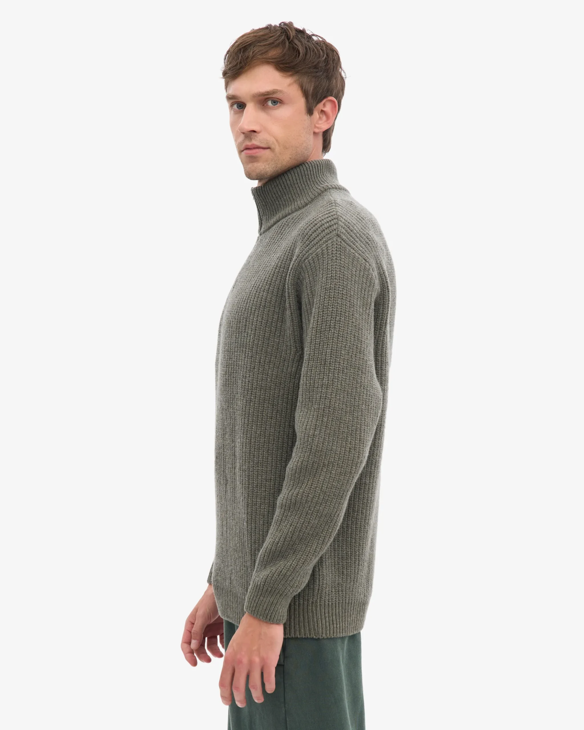Merino Quarter Zip - Dusty Olive