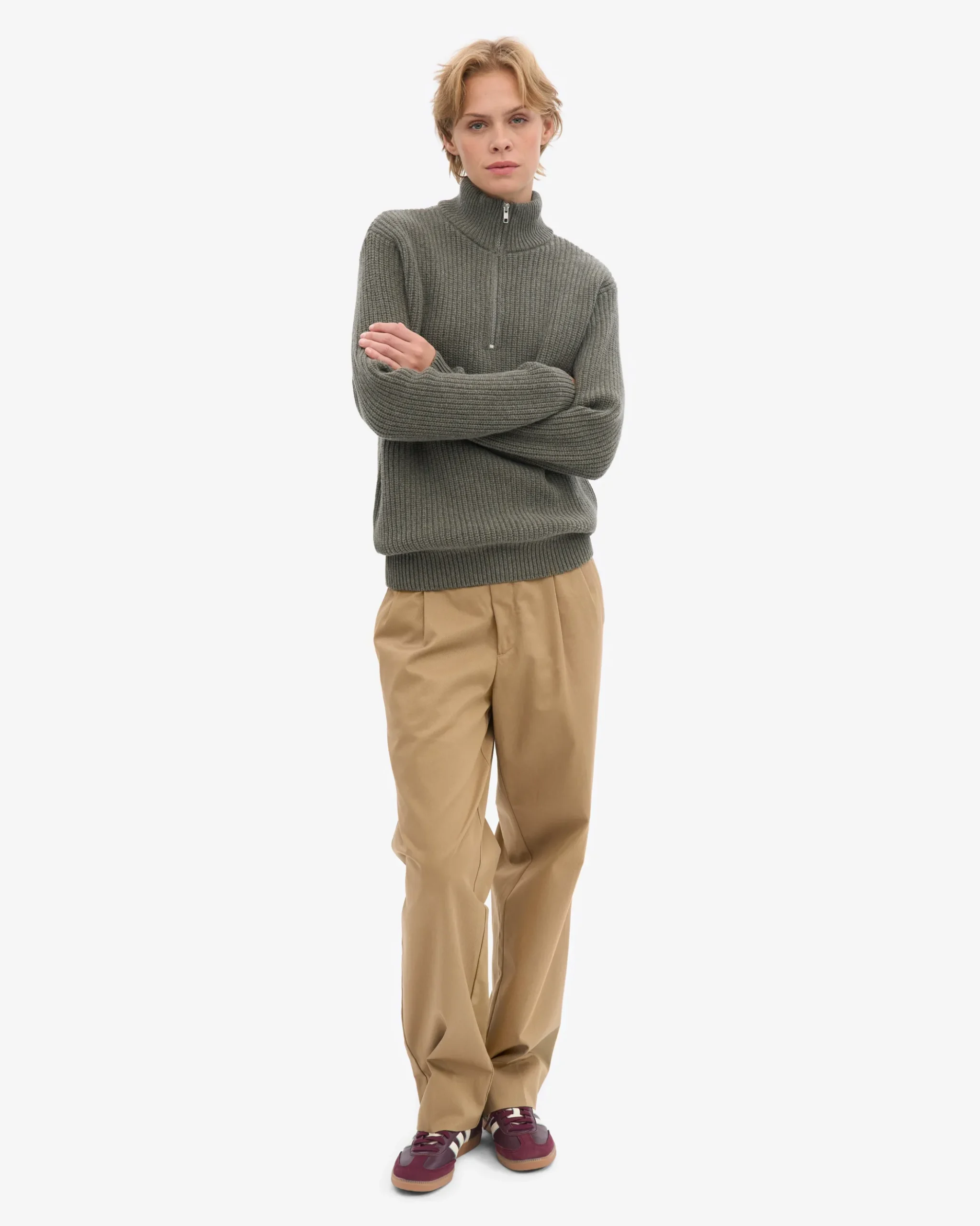 Merino Quarter Zip - Dusty Olive