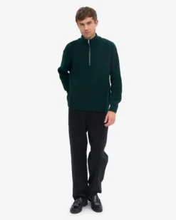 Merino Quarter Zip - Emerald Green