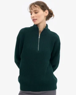 Merino Quarter Zip - Emerald Green