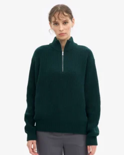 Merino Quarter Zip - Emerald Green