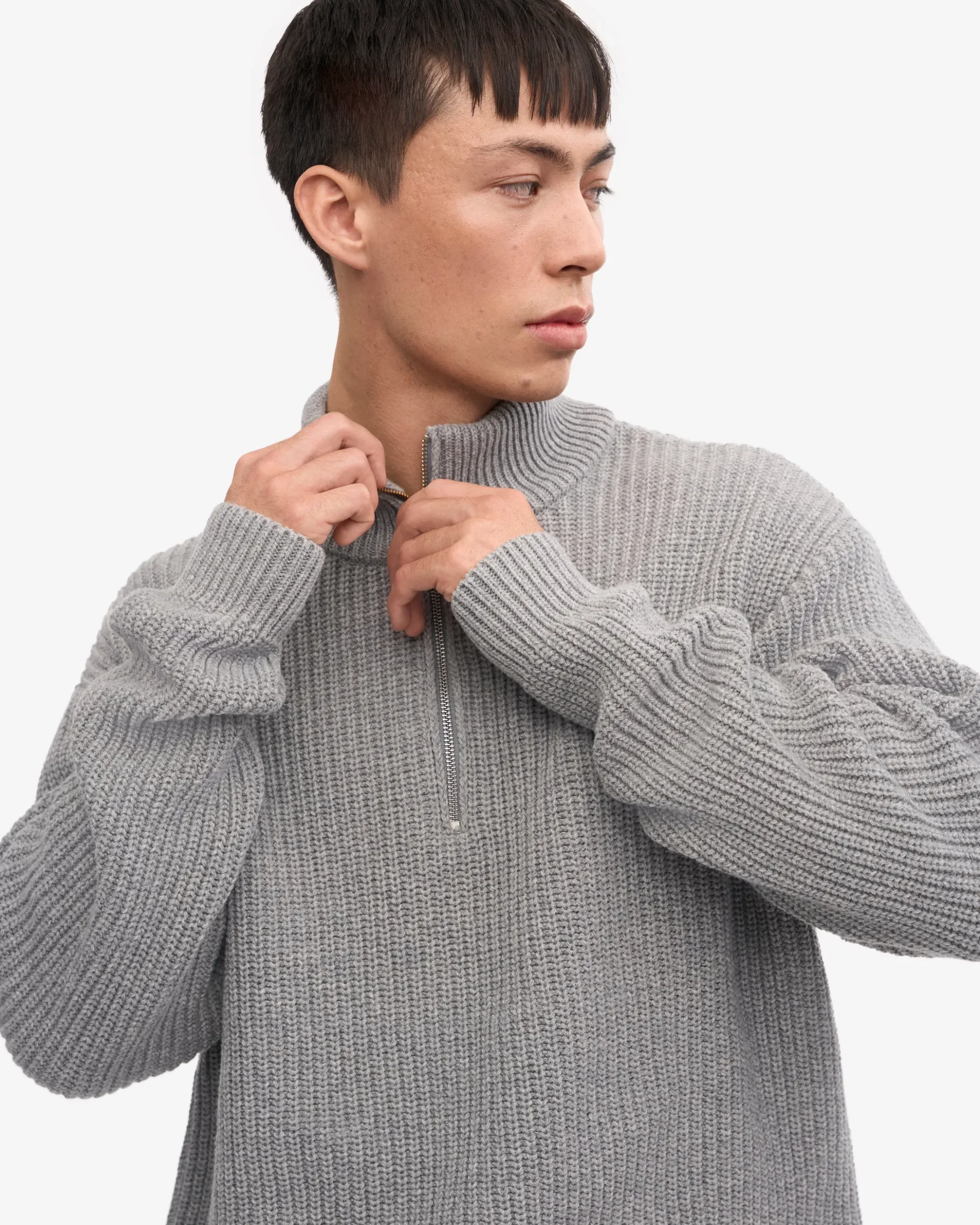 Merino Quarter Zip - Heather Grey