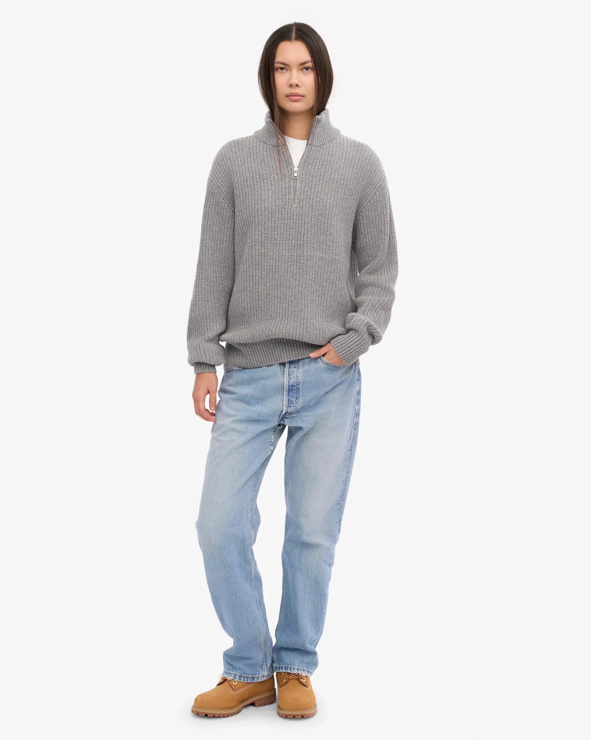 Merino Quarter Zip - Heather Grey