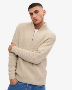 Merino Quarter Zip - Ivory White
