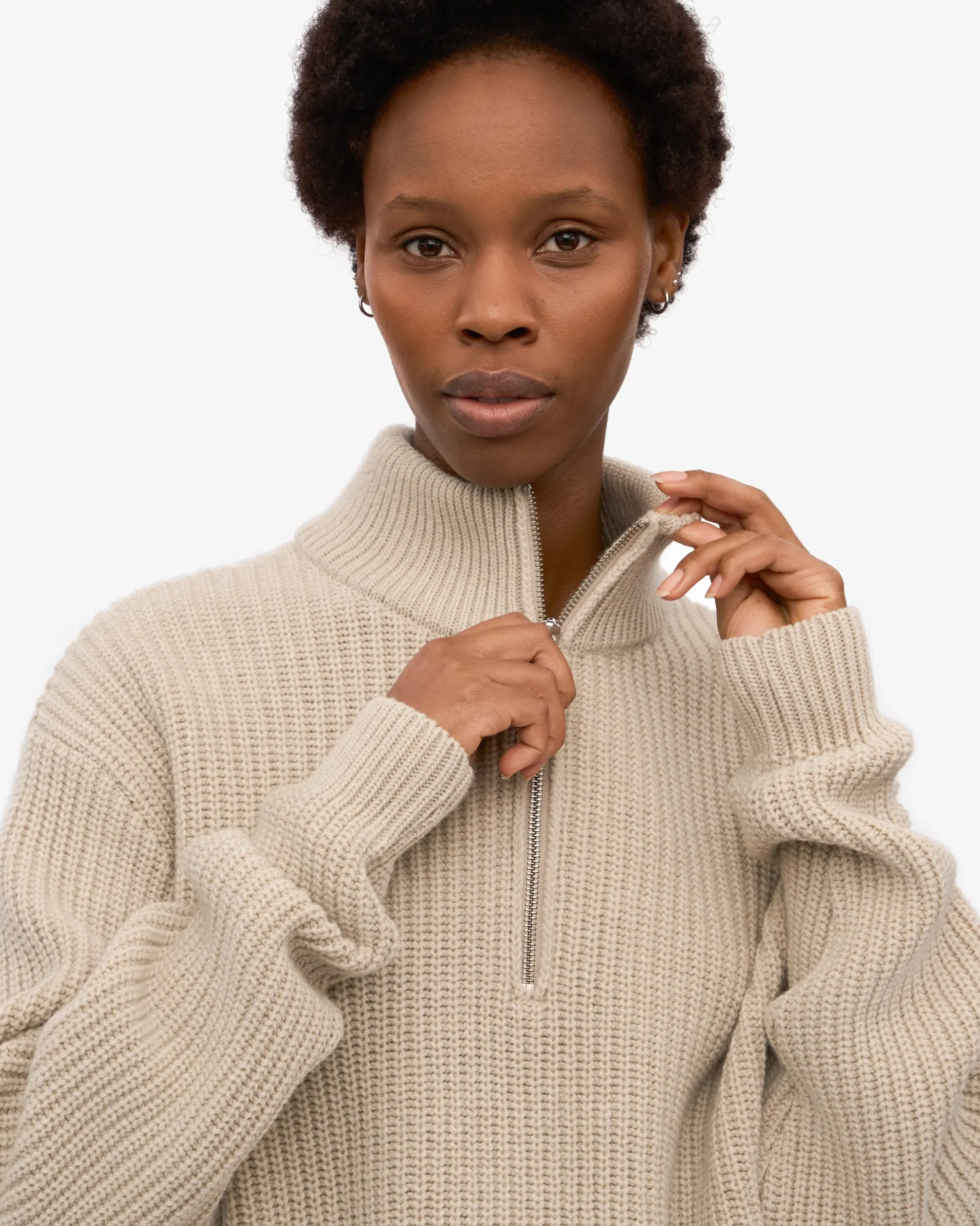 Merino Quarter Zip - Ivory White