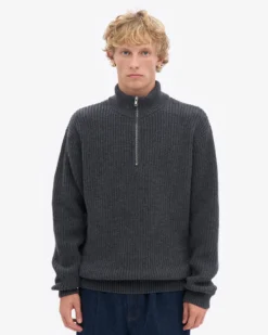 Merino Quarter Zip - Lava Grey