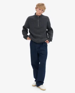 Merino Quarter Zip - Lava Grey