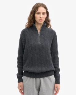 Merino Quarter Zip - Lava Grey