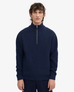 Merino Quarter Zip - Marine Blue