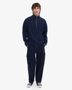 Merino Quarter Zip - Marine Blue
