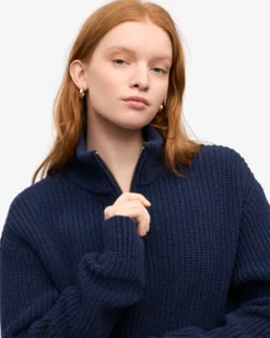 Merino Quarter Zip - Marine Blue