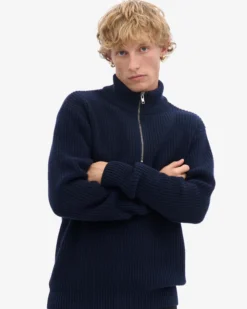 Merino Quarter Zip - Navy Blue