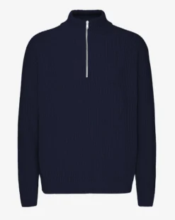 Merino Quarter Zip - Navy Blue