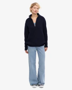 Merino Quarter Zip - Navy Blue