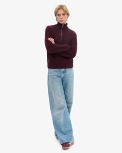 Merino Quarter Zip - Oxblood Red