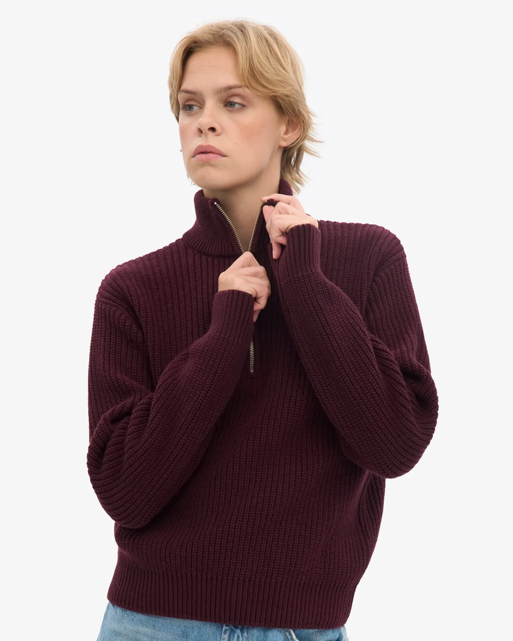 Merino Quarter Zip - Oxblood Red