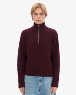 Merino Quarter Zip - Oxblood Red