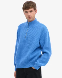 Merino Quarter Zip - Pacific Blue