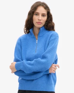 Merino Quarter Zip - Pacific Blue