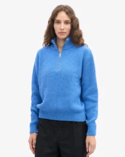 Merino Quarter Zip - Pacific Blue